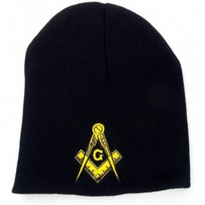 Skullies & Beanies Black Freemason Masonic Embroidered Winter Beanie Skull Cap Mason Hat - C1128346AU9 $21.58