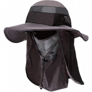 Sun Hats Sun Protection Hat Wide Brim Detachable Neck Face Flap Men & Women UPF 50+ - Dark Grey - C3198XA65O5 $17.87