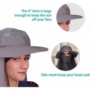 Sun Hats Sun Protection Hat Wide Brim Detachable Neck Face Flap Men & Women UPF 50+ - Dark Grey - C3198XA65O5 $17.87