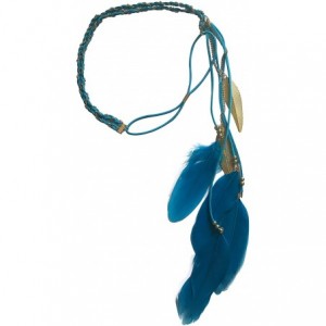 Headbands Headband Feather Women Girls Stretchy Braided Leaf Bead Hair Tassels Clothes - Blue - CA17YAHI5S9 $24.09