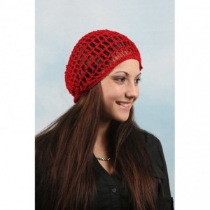 Berets Hand Made Dreads Slouchy Hat Crochet Snood Women Beret Hat 100HB - Red - CD11B0ZP4NJ $24.50