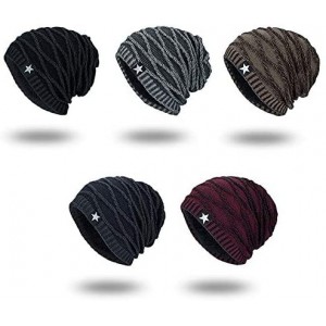 Skullies & Beanies Unisex Mens/Womens Winter Warm Plush Lined Knit hat Beanie Hat Cap - B-wine Red - CU1935SO7QU $16.34