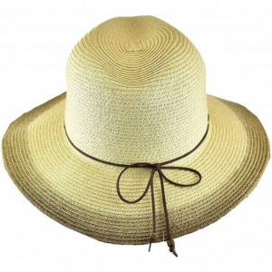 Fedoras Teardrop Dent Braided Trim Casual Panama Fedora Sun Hat - Ombre Brown - CU196EQ3W24 $11.91