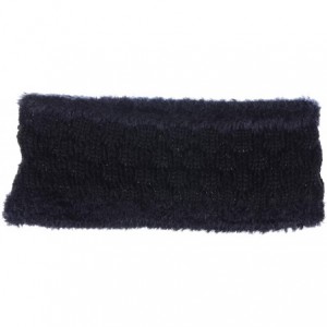 Cold Weather Headbands Womens Chic Cold Weather Enhanced Warm Fleece Lined Crochet Knit Stretchy Fit - Glitter Black - CK18M6...