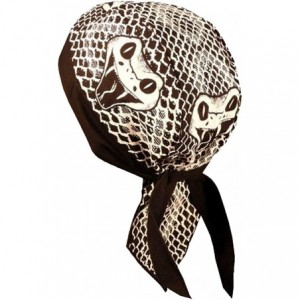 Skullies & Beanies Skull Cap Biker Caps Headwraps Doo Rags - Rattlesnake on Black - CS12ELHMGBP $29.34