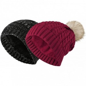 Skullies & Beanies 2 Pack Winter Hats for Women Slouchy Beanie for Women Beanie Hats - C5-black+wine Beanie Hats - C918AXXZLS...