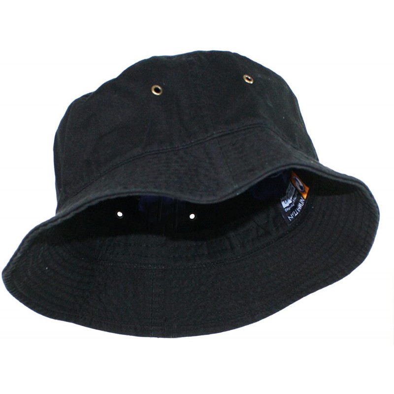Bucket Hats Simple Solid Cotton Bucket Hat - Black - C111LXK9F7R $11.65