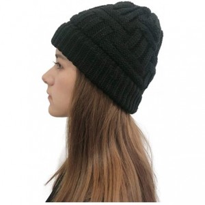 Skullies & Beanies New Women Keep Warm Winter Casual Knitted Hat Wool Hemming Hat Ski Hat - Black5 - CF1932KCIIG $7.88