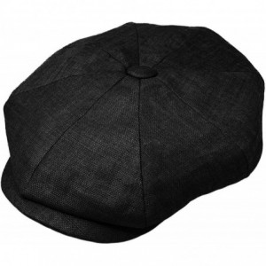 Newsboy Caps Men's 100% Linen Snap Front Newsboy Drivers Cabbie Gatsby Apple Cap Hat - Solid Black - CK1962SUG70 $38.68