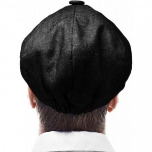 Newsboy Caps Men's 100% Linen Snap Front Newsboy Drivers Cabbie Gatsby Apple Cap Hat - Solid Black - CK1962SUG70 $34.13