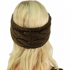 Cold Weather Headbands Winter Fuzzy Fleece Lined Thick Knitted Headband Headwrap Earwarmer - Sequins New Olive - CS18IIDXNYW ...