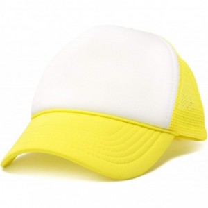 Baseball Caps Neon Trucker Caps Adjustable Snapback Hat - Neon Yellow/White - CH11QNMLRLR $18.28