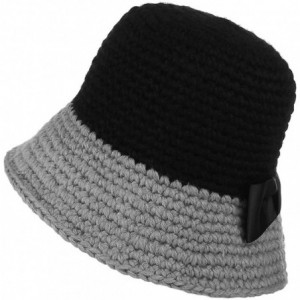 Bucket Hats Women Ladies Winter Wool Knitted Wide Brim Bucket Hat Elegant Bow Warm Foldable Travel Outdoor Bucket Basin Hat -...