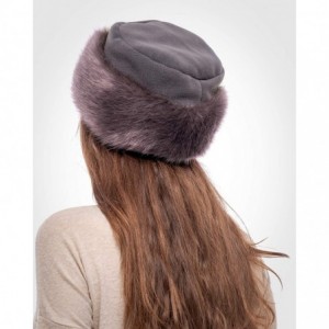 Bomber Hats Faux Fur Trimmed Winter Hat for Women - Classy Russian Hat with Fleece - Grey - Grey Rabbit - CP192L9SZ72 $44.39