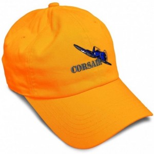 Baseball Caps Custom Soft Baseball Cap Corsair Aircraft Name Embroidery Twill Cotton - Orange - CS18ZO34449 $30.12
