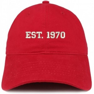 Baseball Caps EST 1970 Embroidered - 50th Birthday Gift Soft Cotton Baseball Cap - Red - CH183KX3TG6 $19.75