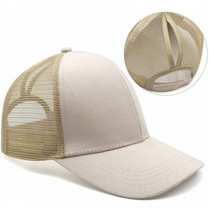 Baseball Caps Custom Embroidered Baseball Caps Ponytail Messy High Bun Hat Ponycaps Adjustable Mesh Trucker Hats - Khaki - C4...