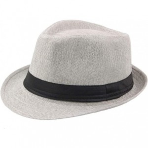 Fedoras Mens Vintage 20s Hat Classic Gentleman Manhattan Structured Trilby Fedora Brim Casual Jazz Hat with Band - CW18XEYM6Y...