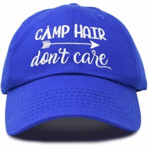Baseball Caps Camp Hair Don't Care Hat Dad Cap 100% Cotton Lightweight - Royal Blue - CL18S045MZ0 $9.72