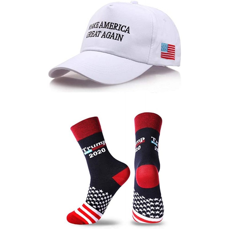 Baseball Caps Donald Trump Make America Great Again Hat MAGA USA Cap with 2020 Socks - D White Hat + 2020 Red Socks - CB18QL2...