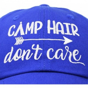 Baseball Caps Camp Hair Don't Care Hat Dad Cap 100% Cotton Lightweight - Royal Blue - CL18S045MZ0 $23.19