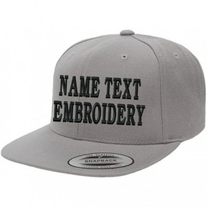 Baseball Caps Yupoong Snapback Hat Custom Flat Embroidery Cap Personalized Name Text Flat Bill Wool - Grey - CN180KQXSAZ $42.34