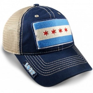 Baseball Caps Chicago Flag Dad Hat in Navy Mesh Adjustable Snapback Vintage Look - C211SXBA9Q9 $49.60
