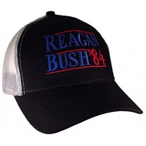 Baseball Caps Reagan Bush 84 Campaign Adult Trucker Hat - Black With White Mesh - CJ12LDMKRF3 $38.84