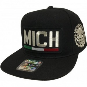 Baseball Caps Michoacan en frente Logo Federal All Silver hat Black Snapback - CI18G7O839W $54.57