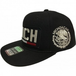 Baseball Caps Michoacan en frente Logo Federal All Silver hat Black Snapback - CI18G7O839W $25.38