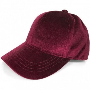 Baseball Caps Women's Soft Velvet Solid Color Baseball Cap Hat - Burgundy - CS18QXH5CAC $26.03
