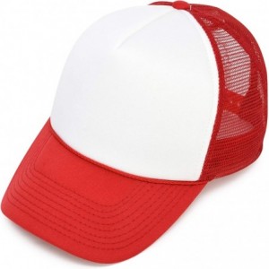 Baseball Caps Two Tone Trucker Hat Summer Mesh Cap with Adjustable Snapback Strap - Red White - CC11GE82ITP $20.01