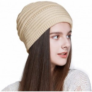 Skullies & Beanies Womens Slouchy Beanie-Trendy Chunky Cable Knit Beanie-Oversized Winter Hats for Women - Skull Beanie-beige...