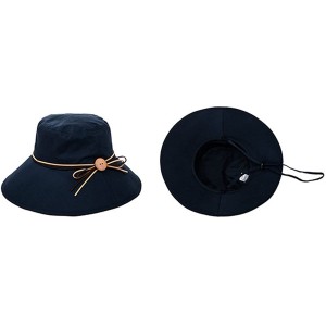 Sun Hats Women Anti-UV Sunhat Summer Foldable Bowknot Sunshade Hat Bucket Hat - Navy Blue - CN12GIKJD9V $29.96