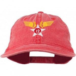 Baseball Caps 12th Air Force Badge Embroidered Washed Cap - Red - CC11QLM5S41 $26.59