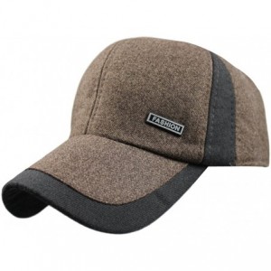 Baseball Caps Mens Winter Warm Fleece Lined Outdoor Sports Baseball Caps Hats with Earflaps - Brown - CE12O1PT78N $11.89