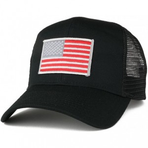 Baseball Caps USA American Flag Patch Snapback Trucker Mesh Cap - Black - Red Grey - CL12NT6R24O $30.28
