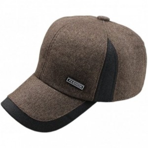 Baseball Caps Mens Winter Warm Fleece Lined Outdoor Sports Baseball Caps Hats with Earflaps - Brown - CE12O1PT78N $18.07