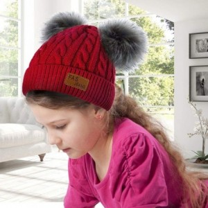 Skullies & Beanies Kids Winter Warm Fleece Lined Hat Baby Infant Toddler Children Beanie Knit Pompom Hats Women Crochet Cap -...