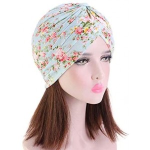 Skullies & Beanies Women's Cotton Turban Head Wrap Cancer Chemo Beanies Cap Headwear Cap Bonnet Hair Loss Hat - Light Green -...