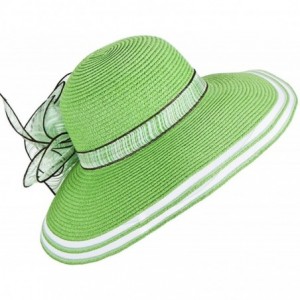 Sun Hats Womens Church Wedding Kentucky Derby Wide Brim Straw Summer Beach Hat A115 - Green - C611RISF1ZD $41.66