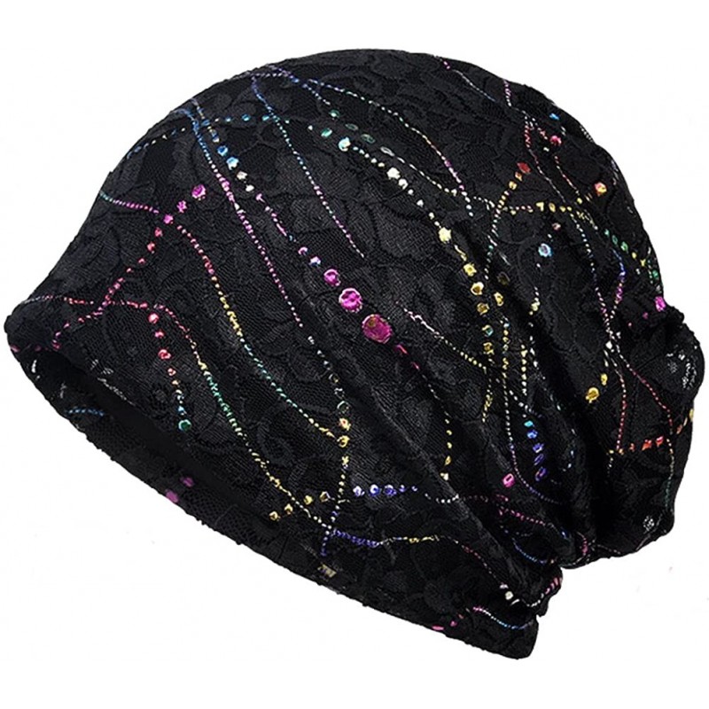 Skullies & Beanies Womens Cotton Beanie Chemo Caps for Cancer Patients - Black - CV180EL7ZN2 $20.62