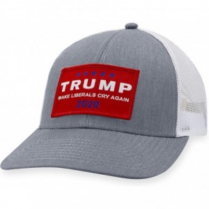 Baseball Caps Make Liberals Cry Again Hat - Trump 2020 Trucker Hat Baseball Cap Snapback Hat - Grey/White - CU195OKC8RH $40.32