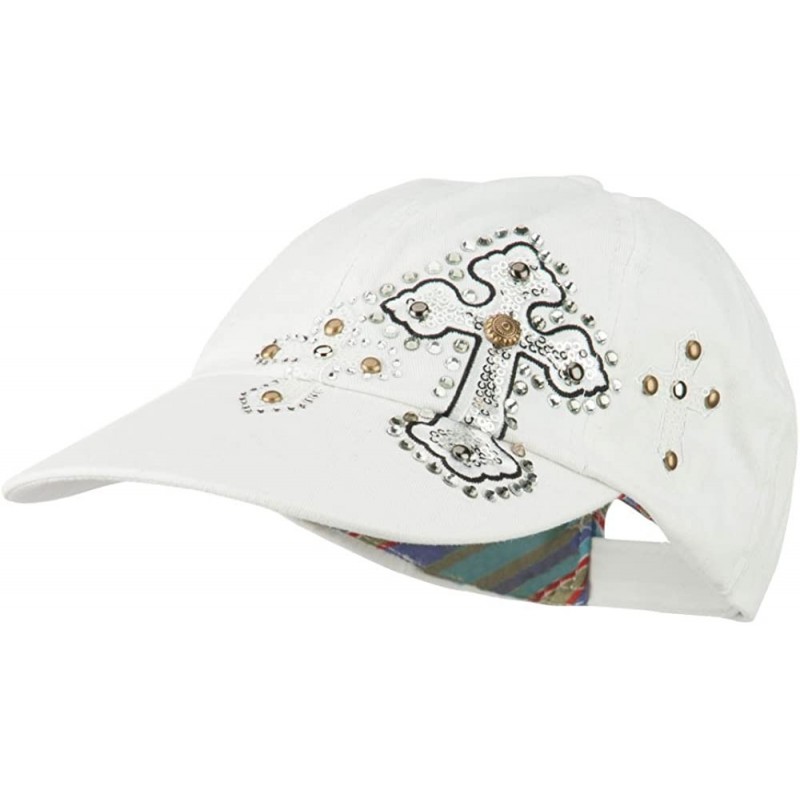 Baseball Caps Sequin and Glitter Cross Baseball Cap - White - CZ11VSYDZND $24.92