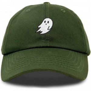Baseball Caps Ghost Embroidery Dad Hat Baseball Cap Cute Halloween - Olive - CL18YLXTICW $24.59