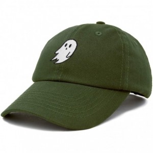 Baseball Caps Ghost Embroidery Dad Hat Baseball Cap Cute Halloween - Olive - CL18YLXTICW $14.01