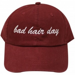 Baseball Caps Bad Hair Day Cotton Baseball Caps - Burgundy - CA182KQQCD3 $25.33