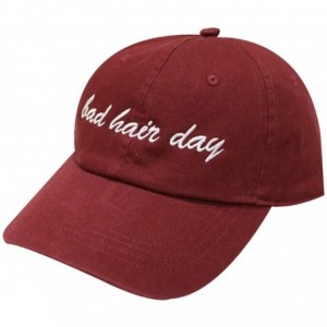 Baseball Caps Bad Hair Day Cotton Baseball Caps - Burgundy - CA182KQQCD3 $9.69