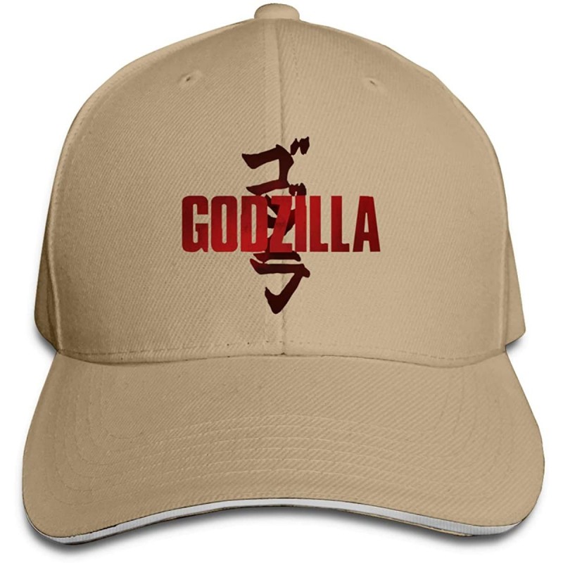 Baseball Caps Adult Unisex Fashion Godzilla Adjustable Sandwich Baseball Hats for Mens&Women - Natural - CF18YMKWZGL $47.19