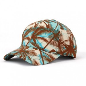 Baseball Caps Floral Print Baseball Cap Adjustable 100% Cotton Canvas Dad Hat Hats for Women - Palm-coffee - C218374U279 $24.73